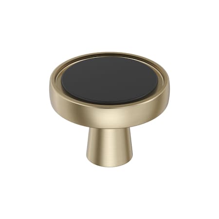 Amerock Mergence 1-3/8 inch 35mm Diameter Matte Black/Golden Champagne Cabinet Knob BP36857FBBBZ