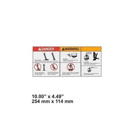 Genie REPLACEMENT DECAL, DANGER TIP-OVER CRUSH 1298544GT