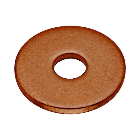 Zoro Select Flat Washer, For Screw Size #4 , Copper Plain Finish, 5 PK WASB#4WCU
