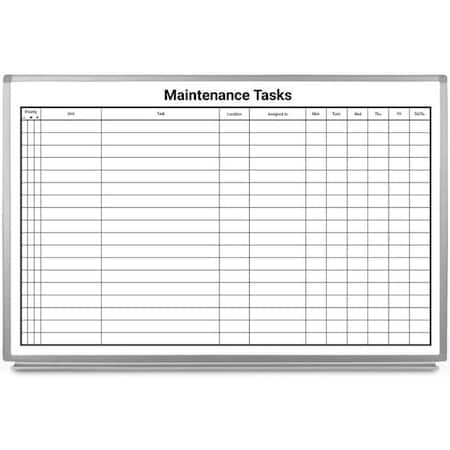 Creative Safety Supply Maintenance Tasks Whiteboard, 60in x 40in WB10079-60