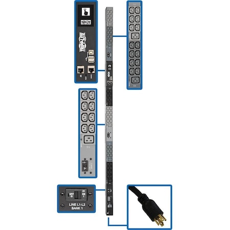 Tripp Lite PDU, Monitored, (42) C13, (6) C19, L15-30P, 10 ft. PDU3EVN10L1530B