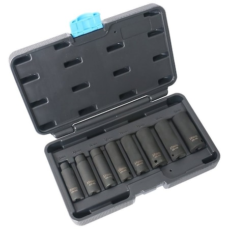 Vulcan MTI8-M Deep Impact Socket Set, Chrome Molybdenum Steel, Tempered Phosphate, 8-Piece MTI8-M