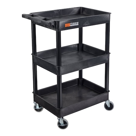 Luxor Tub Cart - Three Shelves - Top, Tub Middle/Bottom Shelf Cart - All Red RDSTC211RD
