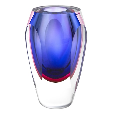 Homeroots 6" Clear And Purple Crystal Glass Table Vase 375785