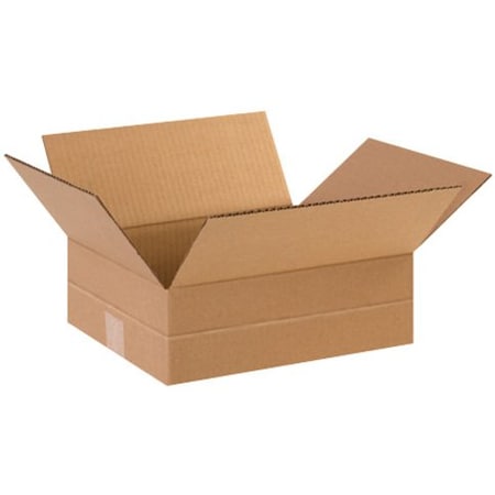 Partners Brand 12 in x 10 in x 4 in Multi-Depth Box, Kraft, Corrugate, Single Wall, 32 ECT, 25 PK MD12104