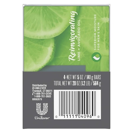 Dove Men+Care Reinvigorating Lime Plus Avocado Oil Natural Essential Oil Cleansing Bar Soap, 20 Ounce, 18PK 69555185