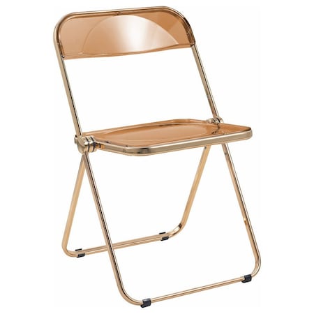 Leisuremod Lawrence Acrylic Folding Chair with Gold Metal Frame, Tangerine LFG19OR