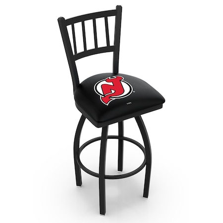 Holland Bar Stool Co 30" Blk Wrinkle New Jersey Devils Swivel Bar Stool, Jailhouse Back L01830NJDevl