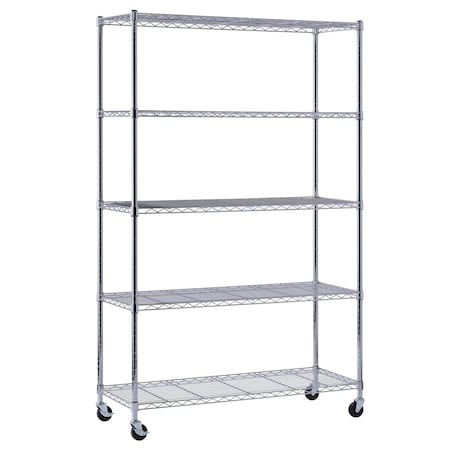 Edsal Shelving Unit, 5 Tier, 48"x18"x75", Chrome MWS481872-5C