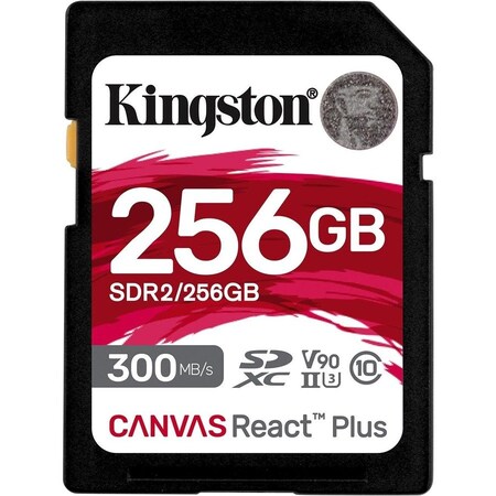 Kingston 256GB CANVAS REACT PLUS SDXC UHS-II 300R/260W U3 V90 FOR FULL HD/4K/8K SDR2/256GB