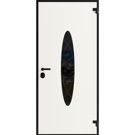Vdomdoors Front Exterior Prehung Steel Door Ronex1277 Black Enamel Stainless Inserts Entry Metal Modern RONEX1277EXD-BLK-W36xH80-LH-I