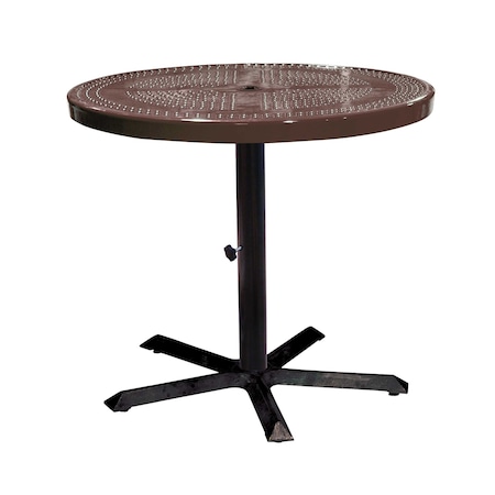 Leisure Craft 36" Round Perforated Pedestal Table, Portable, 30"H, Brown 36TAB30-BROWN