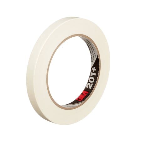 3M Masking Tape, 12 mm W x 55 m L, 4.4 mil Thick, Tan, Rubber Adhesive, 72 PK 201+