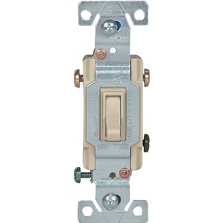 Eaton Wiring Devices Toggle Switch, 15 A, 120 V, Polycarbonate Housing Material, Ivory 1303-7V
