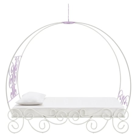 Homeroots Purple and White Metal Canopy Bed Frame 285577