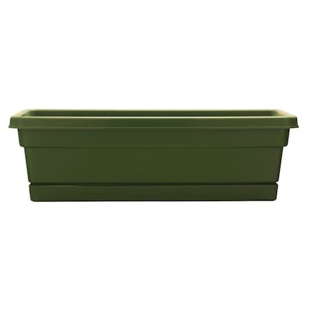 Southern Patio Window Box Planter, 7.22 in H, 8 in W, 29-3/4 in D, Dynamic Design, Polyresin, Olive Green WB3012OG