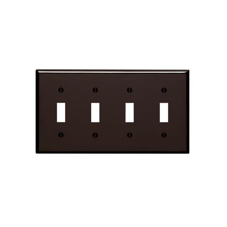 Leviton Switch Wallplate, Standard Size, Gang 4, Brown 85012