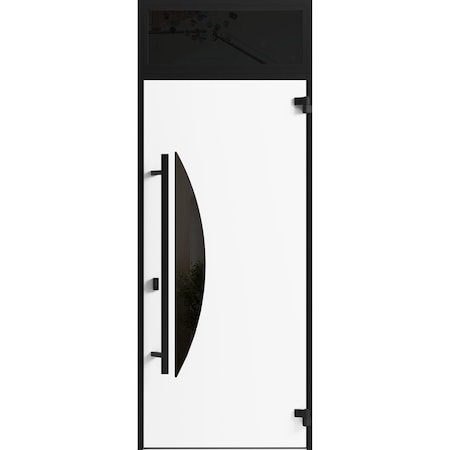 Vdomdoors Front Exterior Prehung Steel Door Ronex1077 Teak Transom Window Sidelite Entry Metal Modern Painted RONEX1077EXD-OAK-W36 x H80+16-LH-I