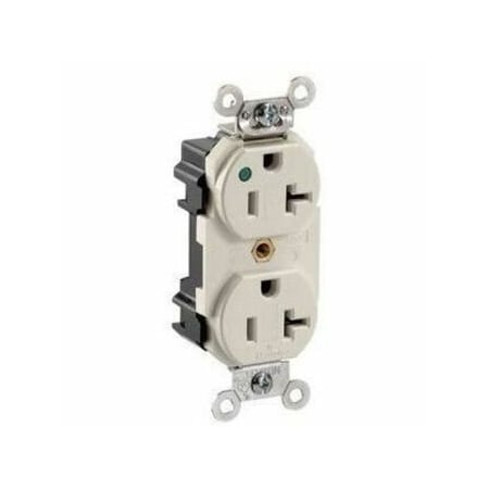 Leviton Straight Blade Receptacle, 5-20R, 20 A, 125V AC, Flush Mount, Self-Grounded M8300-PLT