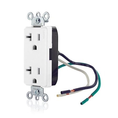 Leviton Leaded Dup Rec 20A 125V Self-Gr Wht 16352-CW