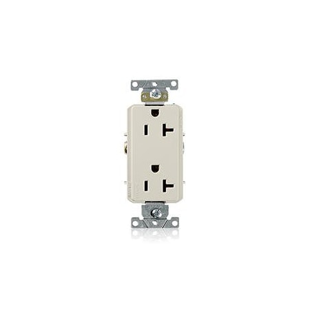 Leviton Duplex Straight Blade Receptacle, 5-20R, 20 A, 125V AC, 2 Pole, 3 Wire, Flush Mount, Grounded 16352-T