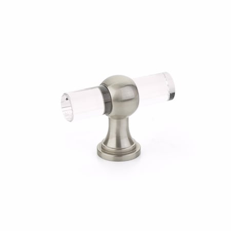 Schaub Lumiere Transitional Cabinet T Knob Acrylic Satin Nickel Finish 411-15