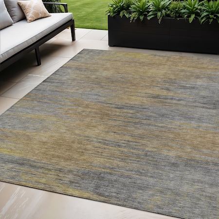 Homeroots 5' X 8' Brown Gold And Taupe Abstract Washable Indoor Outdoor Area Rug 587201