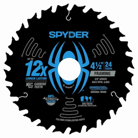 Spyder 4-1/2-Inch 24-Tooth Saw Blade for Framing 13094