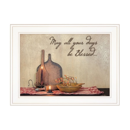 Homeroots May All Your Days be Blessed Collection White Framed Print Wall Art 406753