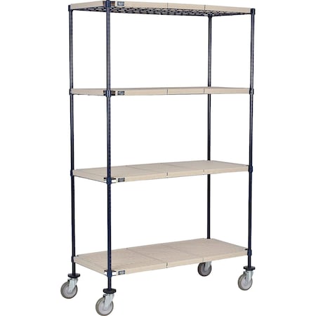 Global Industrial Nexel 4 Shelf Truck, Nexelite, 54"W x 24"D x 80"H, Polyurethane Swivel Casters B2381845