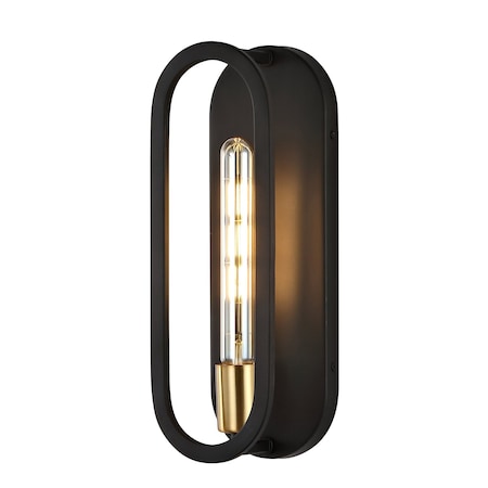 Jonathan Y Emilia 4.75" 1-Light Bohemian Farmhouse Iron LED Sconce, Black/Brass Gold JYL9917B