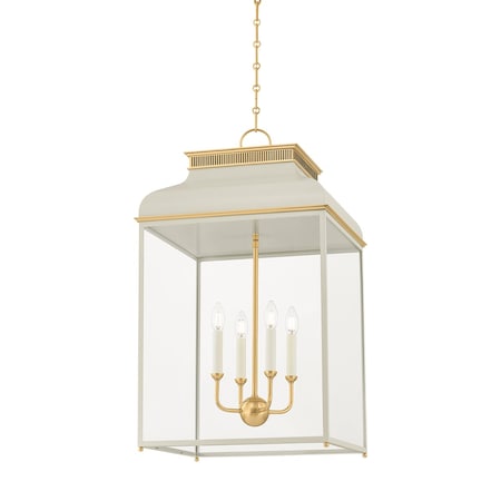 Hudson Valley Lighting Houghton 19 in. Lantern in Aged Brass/Off-White by Mark D. Sikes MDS2401-AGB/OW