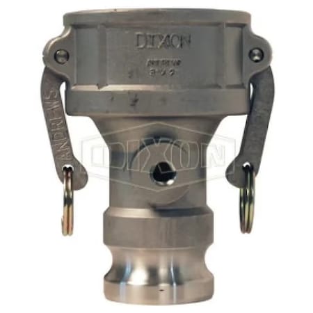 Dixon Type DA Cam and Groove Coupler with Port, 2 x 3 in Nominal, Coupler x Adapter End Style, 316 SS 3020DAT38SS