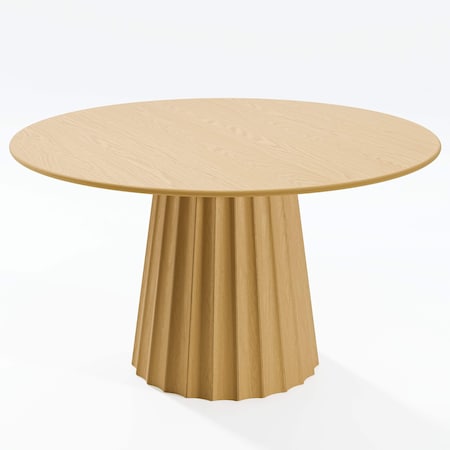 Homeroots 52" Brown Solid Wood Pedestal Base Round Top Dining Table 721023