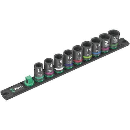 Wera Magnetic socket rail C Impaktor 1 socket set, 1/2 in drive, 9 pieces 5005490001
