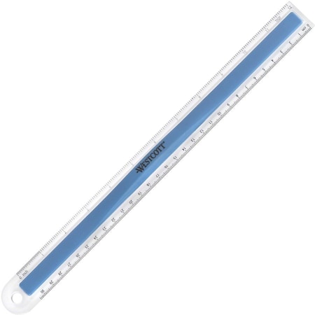 Westcott Rulers, 12" Plastic Ruler with Rubber Finger Grip, Asst. 15501