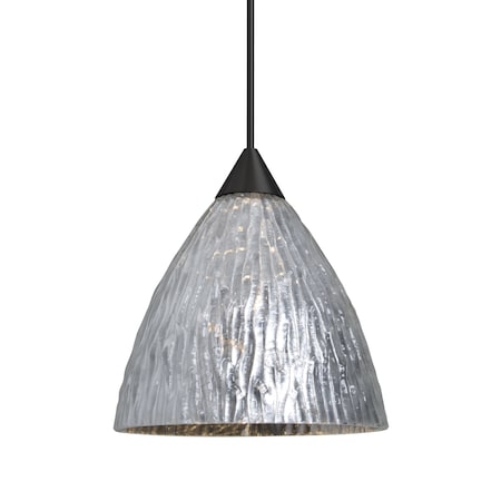Besa Lighting Besa Eve Pendant, Stone Silver Foil, Black Finish, 1x 50W MAX GY6.35 Base 1XT-EVESS-BK