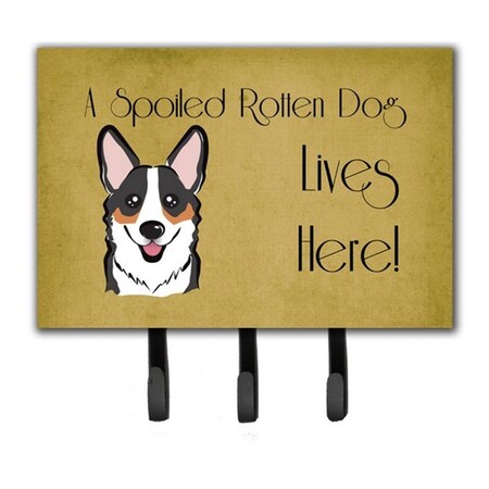 Carolines Treasures Tricolor Corgi Spoiled Dog Lives Here Leash and Key Holder BB1503TH68