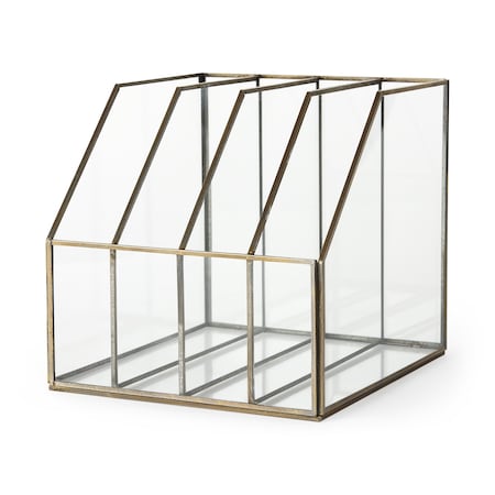 Homeroots 8" Gold Glass File Organizer 392591