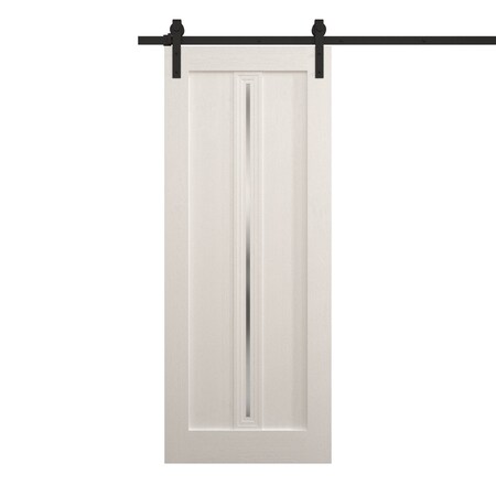 Sartodoors Modern Barn Door 24 x 96 inches, Ego 5014 Painted White Oak, 6.6FT Rail Track Heavy Hardware Set , EGO5014BD-B-PWO-2496