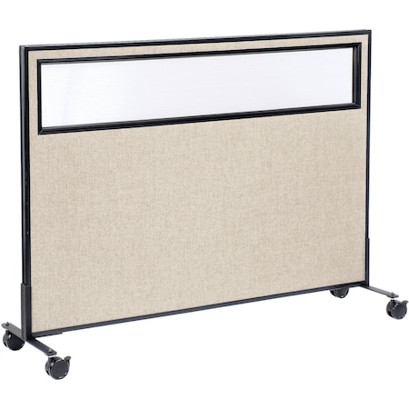 Global Industrial Interion Mobile Office Partition Panel with Partial Window, 60-1/4"W x 45"H, Tan 694985MTN