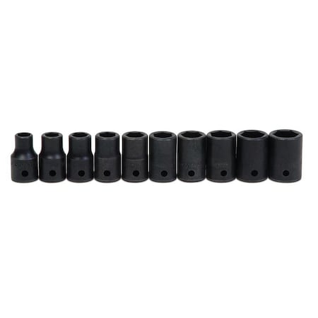 Williams Williams 1/2" Drive Impact Socket Set, 10pcs, Impact Socket Set, 1/2" D, 6Pt 10pcs. Met JHWMS410HRC
