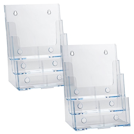 Azar Displays Three-Tier Three-Pocket Letter Sized Brochure Holder, 2PK 252378-2PK
