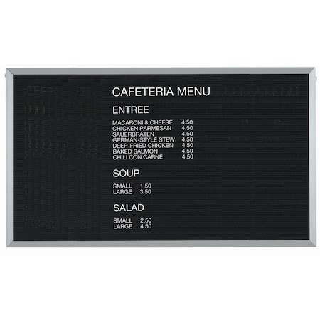 Aarco Framed Letter Board Message Center , Frame is Aluminum, Letter Board is Black Felt, 36''Hx60''W BOFD3660