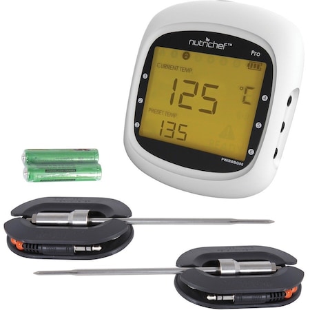 Nutrichef Bluetooth Meat Thermometer for Grilling and Smoking, up to 6 Temperature Probes and Smart APP, 400 PWIRBBQ80