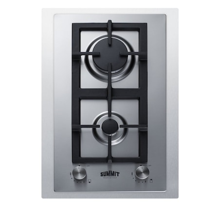 Summit 15in Wide 2-Burner Gas Cooktop In Stainless Steel GCJ2SSTK15