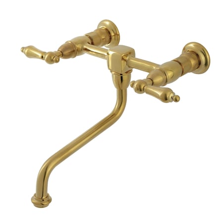 Kingston Brass Double-Handle Wall Mount Bathroom Faucet, Brushed Brass KS1217AL