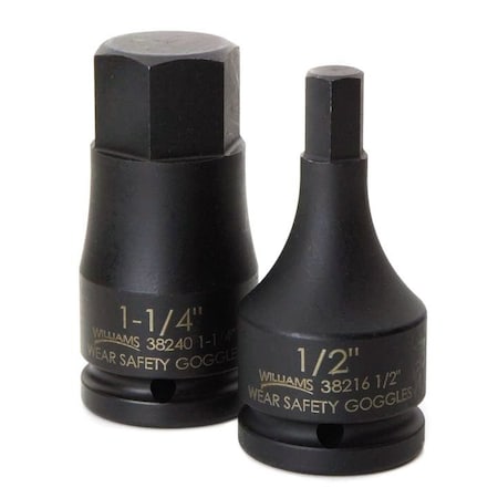 Williams 3/4" Drive Impact Socket Black Industrial, Impact Hex Bit 3/4" D, 1/2 JHW38216
