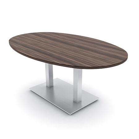 Skutchi Designs Boval Conference Table With Power Unit, 48 in W, 72 in L, Brown HAR-BOVL-48X72-DOU-H3041-NA