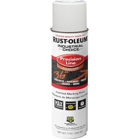 Rust-Oleum Industrial Choice M1600 System Solvent-Based Precision Line Marking Paint, Flat White, 17 oz, 12PK 203030V